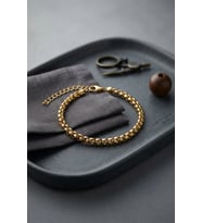 316L Çelik Gold Renk Box Zincir Model Erkek Bileklik