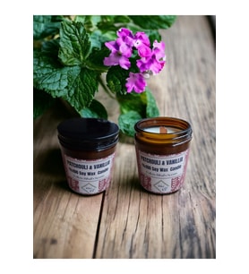 Bihal Paçuli & Vanilya Kokulu Doğal Soya Wax Ahşap Fitil Mum (250ML - 510 Gr)