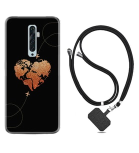 Oppo Reno 2Z 4 Lite 4 Pro 5 6 7 A31 Kılıf Boyun Askılı Silikon Plane Heart 1721