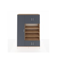 Hyperion Dolap 10 Raflı 5 Kapaklı 132x44x195 Çam-Antrasit/Çam