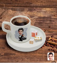 BK Gift Kişiye Özel Sunum Tabaklı Baba Godfather Karikatürlü Türk Kahvesi Fincanı Model 1