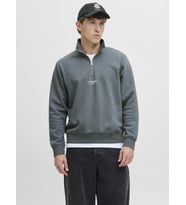 Jack & Jones JJESOHO HN NOOS Sweat  Fermuarlı Yarım Yaka Erkek Sweatshirt (Gri)
