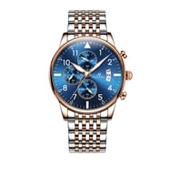 Kronen&Söhne Blauform Mavi Kadran Rose Gold Çelik Erkek Kol Saati (Mavi-Rose Gold)