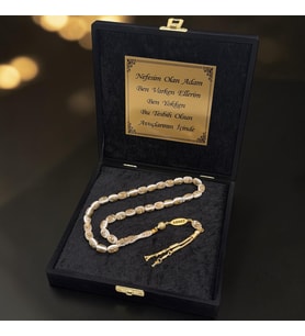 Altın Kaplama Parçacıklı Altın Yaldız Kaplamalı İsimli Metal Harf Püsküllü Golden Rosary Tesbih İSİMLİ BÜYÜK KUTU