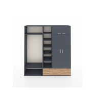 Hyperion Dolap 12 Raflı 2 Çekmeceli 2 Askılı 220x44x243 Antrasit-Antrasit/Çam