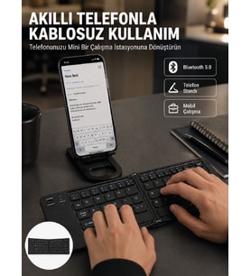 Taşınabilir Katlanabilir Bluetooth Klavye iOS Android Windows Uyumlu