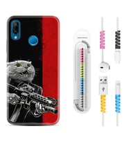 Huawei P20 Lite Mate 10 20 Lite Pro P40 Lite KılıfKablo Koruma Spiral Silikon Çılgın Kedi 1674