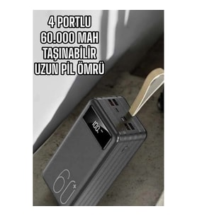 Mey İthalat® Powerbank 60.000 MAH Dijital Göstergeli 4 Portlu Taşınabilir