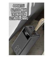 Mey İthalat® Powerbank 60.000 MAH Dijital Göstergeli 4 Portlu Taşınabilir