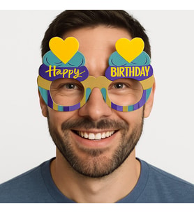 Nessiworld Cupcake Temalı Doğum Günü Renkli Karton Happy Birthday Gözlüğü 6 Adet