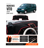 e-biz MERCEDES VITO W638 (1996-2003) Uyumlu Torpido Örtüsü, Torpido Kılıfı - Siyah-Kırmızı - MB024