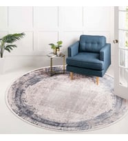 Halıca Blue 34044 Y İnce Bambu Yüksek Kalite Yuvarlak Mavi Halı