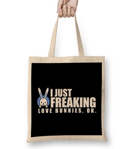 I Just Freaking Love Bunnies, OK Baby Rabbits Bez Çanta Uzun Saplı
