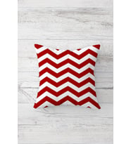 Bordo Zigzag Desenli Çift Tarafı Baskılı Gizli Fermuarlı Yastık Kılıfı Kırlent Koltuk Yastık Kılıfı (Beyaz - Kırmızı)