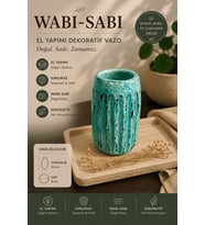 Kırılmaz Dekoratif Salon Vazosu  Wabi-Sabi Turkuaz Vazo