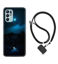 Oppo Reno 6 Kılıf Silikon Boyun Askılı İpli Desenli Silikon Gece 1633