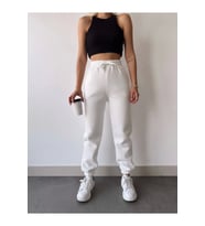 Üç İplik Basic Lastikli Eşofman Pantolon - Beyaz