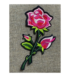14X26 CM PEMBE GÜL NAKIŞLI APLİKE
