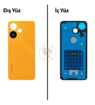 Infinix Hot 30İ Turuncu Uyumlu Arka Kapak Arka Cam Batarya Pil Kapağı Lazer Kesim Back Cover