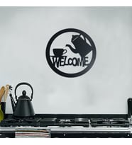 WELCOME AHŞAP MDF DUVAR DEKORU MDF TABLO (Siyah)