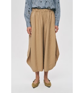Kadın Beli Lastikli Düz Renk Modern Şalvar Pantolon (Karamel)