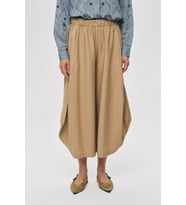 Kadın Beli Lastikli Düz Renk Modern Şalvar Pantolon (Karamel)