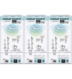 Sleepy Bebek Bezi Bio Natural Beden:2 (3-6KG) Mini 144 Adet Aylık Fırsat Pk