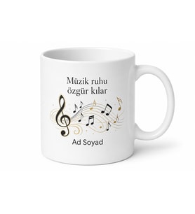 Müzisyene Hediye Nota Temalı Baskılı Kupa Bardak Müzik Severlere Özel