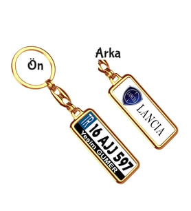 Kişiye Özel Plaka Metal Anahtarlık   Lancia Logo (Altın)