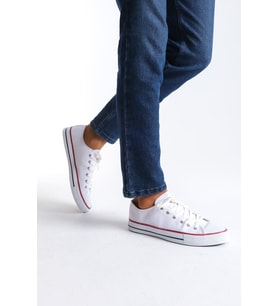 JY0422 Luke Bağcıklı Keten Kumaş Erkek Günlük Sneaker Ayakkabı KBT - Beyaz
