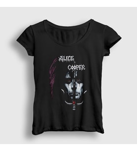 Presmono Kadın Siyah Dragontown Sai Alice Cooper T-Shirt 496792tt