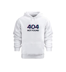 Unısex 404 Not Found – Hoodie Kapüşonlu Sweatshırt (Beyaz)