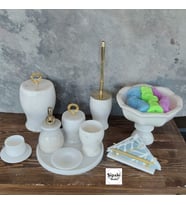 Beyaz Mermer 10 Parça Banyo Seti