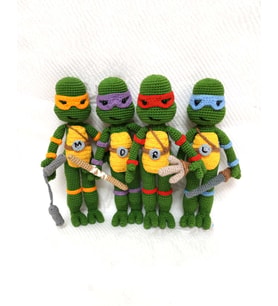 Ninja Kaplumbağalar Takımı Amigurumi Organik Oyuncak
