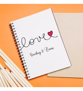 Aşk Love Sevgili Tasarımlı Defter Kişiye Özel