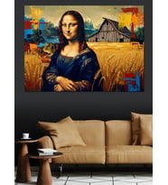 Mona Lisa Modern Tarlada Portre Dekoratif Kanvas - Mdf Ahşap Tablo