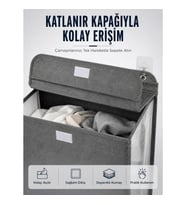 Mey İthalat® Kapaklı Duvar Tipi Kirli Çamaşır Sepeti Yer Tasarrufu Sağlayan