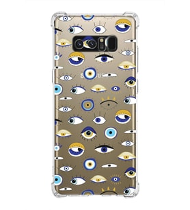 PrintiFy Samsung Galaxy Note 8 Uyumlu Nazar Boncuğu 2 Baskılı Şeffaf Köşe Korumalı Antişok Kılıf