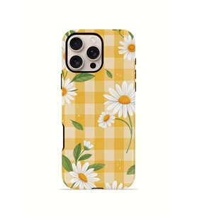 iPhone 16 Pro Vorian Çift Katmanlı Kılıf Daisy Picnic Gingham