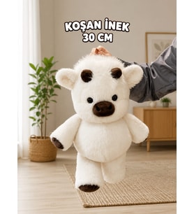 Kafasından tutup sallayınca koşan 30 cm peluş inek, köpek ve kuzu sevimli peluşlar koşan inek