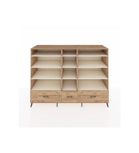 Kronos Dolap 12 Raflı 3 Çekmeceli  220x59x163 Çam-Aytaşı/Çam