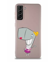 Samsung Galaxy S21 Plus Soft Premier Kapak Pearl Yengeç Tasarımlı Silikon Kılıf - Pudra (Şeffaf)