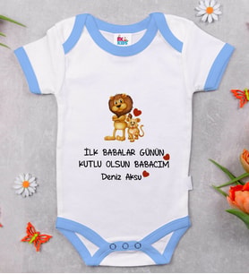 BK Kids Kişiye Özel Mavi Bebek Body Zıbın - Model 28