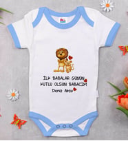 BK Kids Kişiye Özel Mavi Bebek Body Zıbın - Model 28