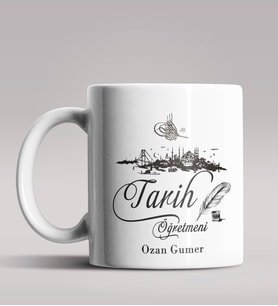 Kişiye Özel Tarih Öğretmeni Tasarımlı Beyaz Renk Kupa Bardak 5