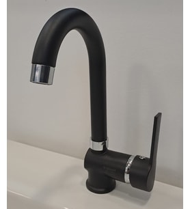 KERASUS RUBY SERİSİ - MİX KUĞU LAVABO BATARYASI MAT SİYAH 35Ø
