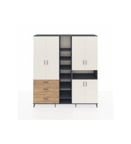 Hyperion Dolap 13 Raflı 3 Çekmeceli 6 Kapaklı 220x44x243 Antrasit-Aytaşı/Çam