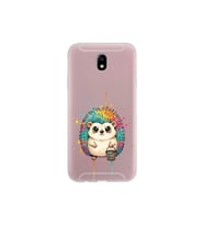 Samsung Galaxy J7 Pro ile Uyumlu Splash Kirpi Tasarımlı Şeffaf Silikon Kılıf