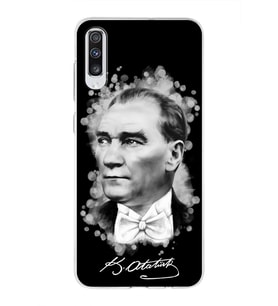 Samsung Galaxy A70 Uyumlu Kapak Atatürk Tasarımlı Şeffaf Silikon Kılıf