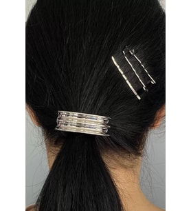 Caş Dekorasyon Gümüş Renk Metal Lastik Ve Tel Toka Set